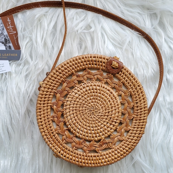 vietnam Handbags - NWT Rattan Crossbody/shoulder bag leather strap